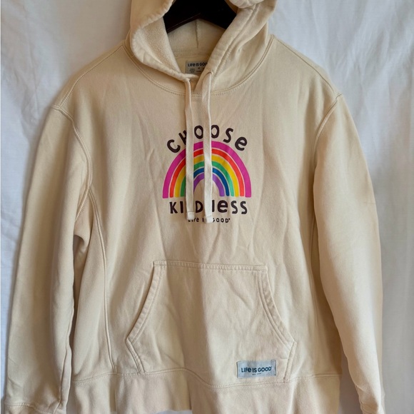 LIFE IS GOOD Small Choose Kindness Rainbow Spell Out Cotton Hoodie Athleisure - Picture 4 of 8